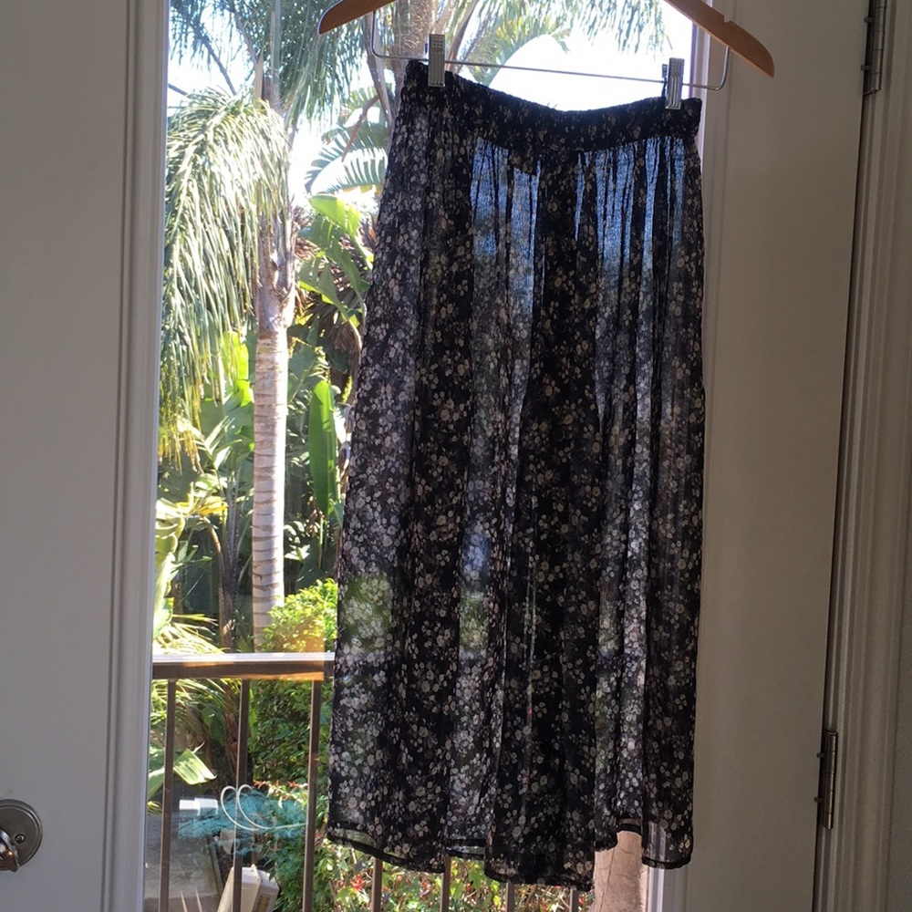 Sheer Vintage Floral Button-Up Skirt